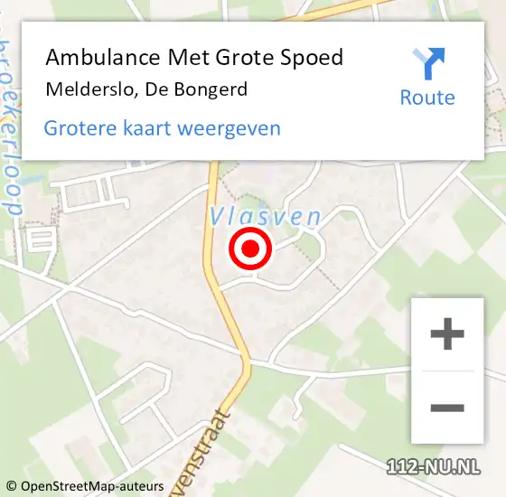Locatie op kaart van de 112 melding: Ambulance Met Grote Spoed Naar Melderslo, De Bongerd op 13 januari 2015 23:42