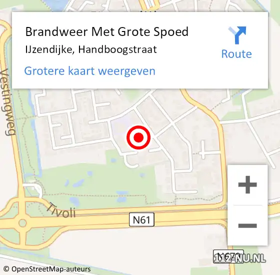 Locatie op kaart van de 112 melding: Brandweer Met Grote Spoed Naar IJzendijke, Handboogstraat op 27 oktober 2013 16:40