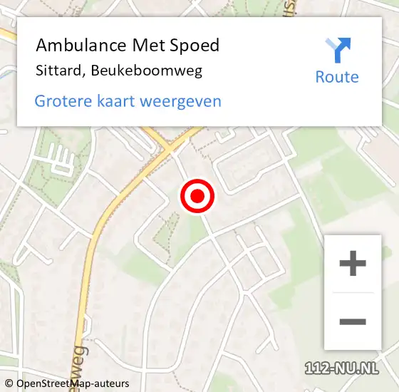 Locatie op kaart van de 112 melding: Ambulance Met Spoed Naar Sittard, Beukeboomweg op 14 januari 2015 01:37