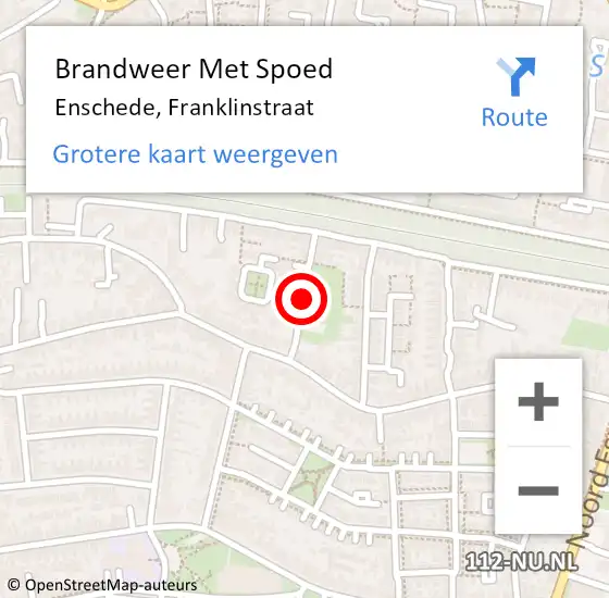 Locatie op kaart van de 112 melding: Brandweer Met Spoed Naar Enschede, Franklinstraat op 27 oktober 2013 16:48