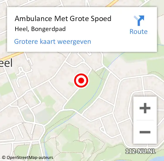 Locatie op kaart van de 112 melding: Ambulance Met Grote Spoed Naar Heel, Bongerdpad op 14 januari 2015 03:18