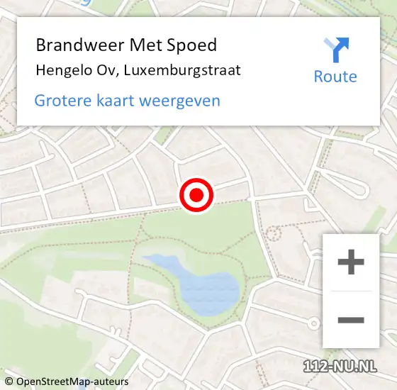 Locatie op kaart van de 112 melding: Brandweer Met Spoed Naar Hengelo Ov, Luxemburgstraat op 27 oktober 2013 16:53