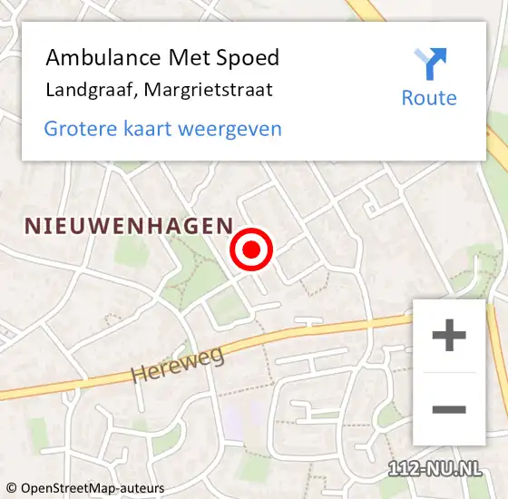 Locatie op kaart van de 112 melding: Ambulance Met Spoed Naar Landgraaf, Margrietstraat op 14 januari 2015 06:15