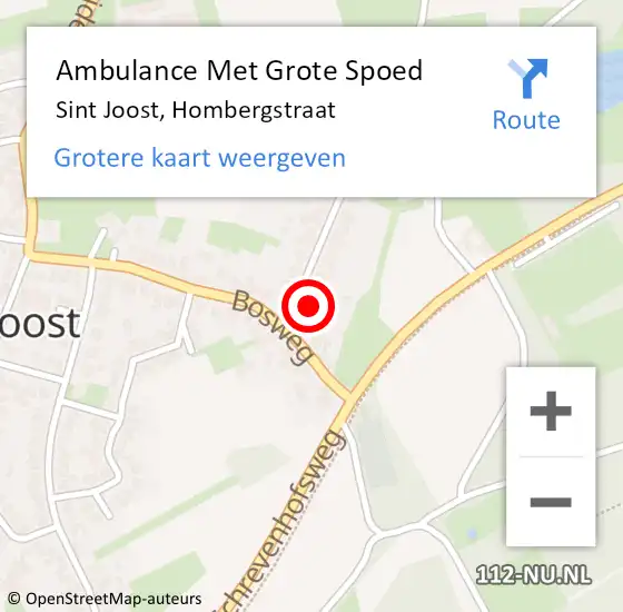 Locatie op kaart van de 112 melding: Ambulance Met Grote Spoed Naar Sint Joost, Hombergstraat op 14 januari 2015 08:13