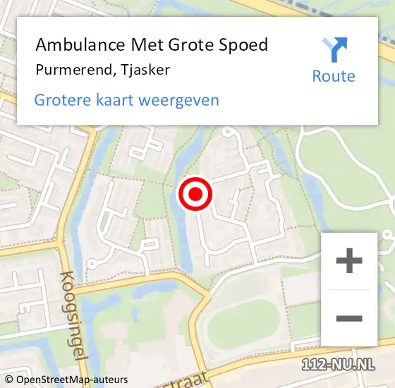 Locatie op kaart van de 112 melding: Ambulance Met Grote Spoed Naar Purmerend, Tjasker op 14 januari 2015 08:46