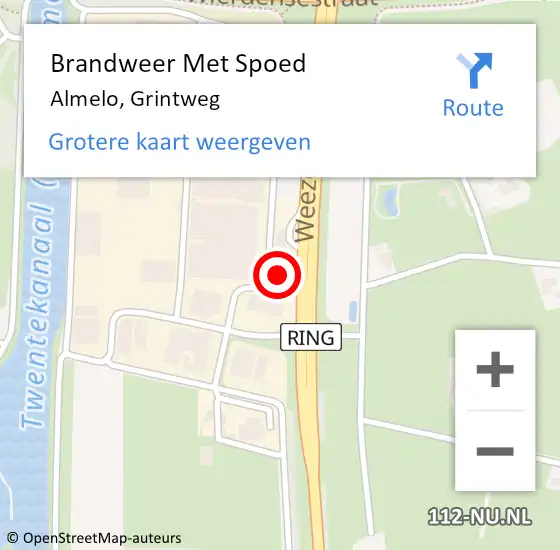 Locatie op kaart van de 112 melding: Brandweer Met Spoed Naar Almelo, Grintweg op 14 januari 2015 09:15