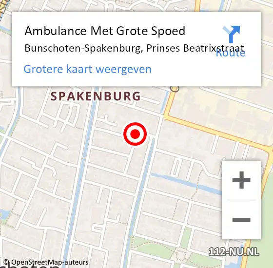 Locatie op kaart van de 112 melding: Ambulance Met Grote Spoed Naar Bunschoten-Spakenburg, Prinses Beatrixstraat op 14 januari 2015 09:24