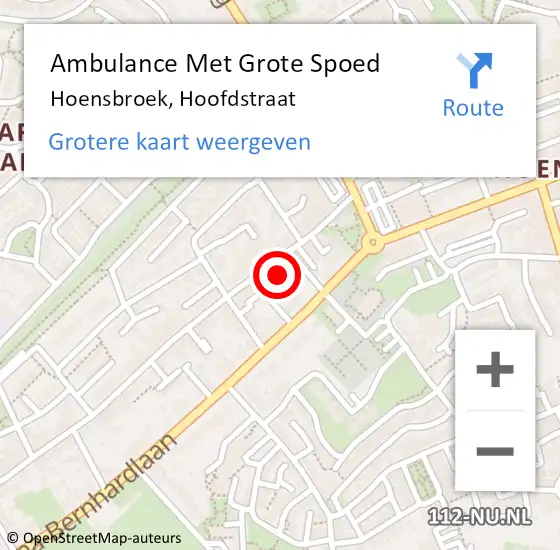 Locatie op kaart van de 112 melding: Ambulance Met Grote Spoed Naar Hoensbroek, Hoofdstraat op 14 januari 2015 09:40