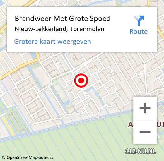 Locatie op kaart van de 112 melding: Brandweer Met Grote Spoed Naar Nieuw-Lekkerland, Torenmolen op 14 januari 2015 09:51