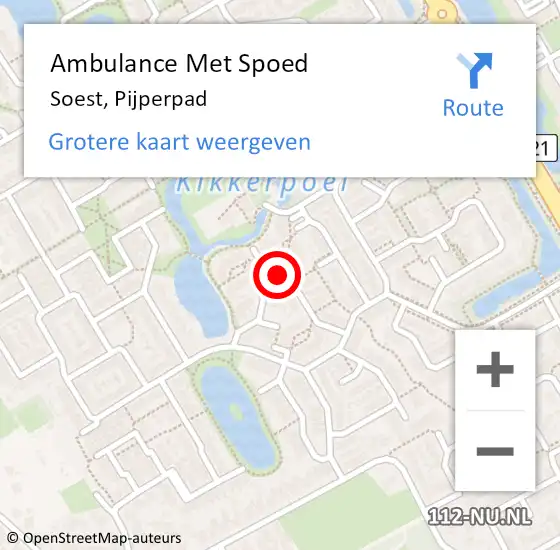 Locatie op kaart van de 112 melding: Ambulance Met Spoed Naar Soest, Pijperpad op 14 januari 2015 10:02