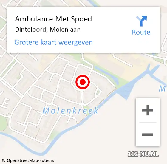 Locatie op kaart van de 112 melding: Ambulance Met Spoed Naar Dinteloord, Molenlaan op 14 januari 2015 11:05