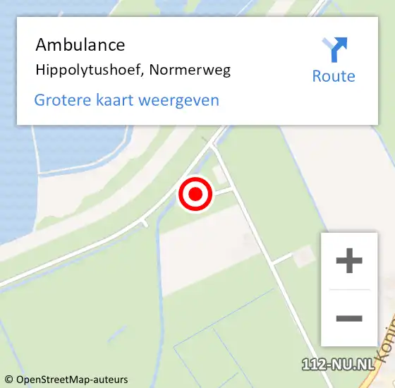 Locatie op kaart van de 112 melding: Ambulance Hippolytushoef, Normerweg op 14 januari 2015 11:11