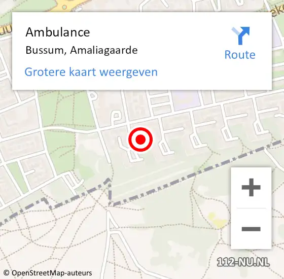 Locatie op kaart van de 112 melding: Ambulance Bussum, Amaliagaarde op 14 januari 2015 11:22