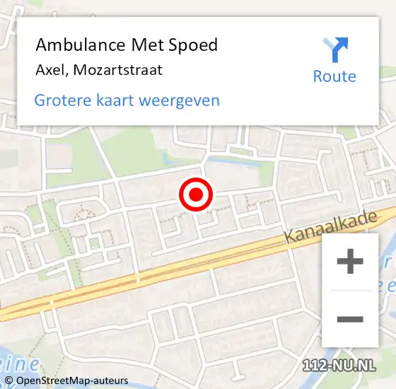 Locatie op kaart van de 112 melding: Ambulance Met Spoed Naar Axel, Mozartstraat op 27 oktober 2013 17:25