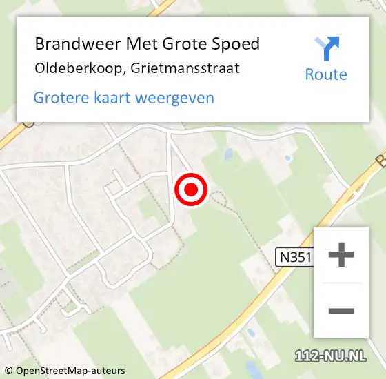 Locatie op kaart van de 112 melding: Brandweer Met Grote Spoed Naar Oldeberkoop, Grietmansstraat op 14 januari 2015 11:34