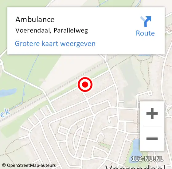 Locatie op kaart van de 112 melding: Ambulance Voerendaal, Parallelweg op 14 januari 2015 11:43