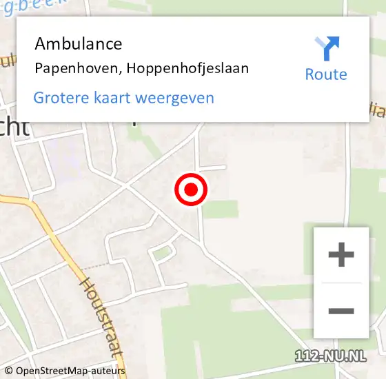 Locatie op kaart van de 112 melding: Ambulance Papenhoven, Hoppenhofjeslaan op 14 januari 2015 12:11