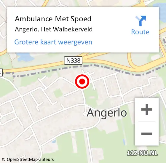 Locatie op kaart van de 112 melding: Ambulance Met Spoed Naar Angerlo, Het Walbekerveld op 14 januari 2015 12:16