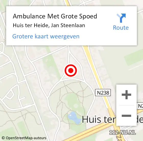 Locatie op kaart van de 112 melding: Ambulance Met Grote Spoed Naar Huis ter Heide, Jan Steenlaan op 14 januari 2015 12:24