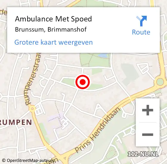 Locatie op kaart van de 112 melding: Ambulance Met Spoed Naar Brunssum, Brimmanshof op 14 januari 2015 12:37