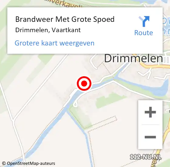 Locatie op kaart van de 112 melding: Brandweer Met Grote Spoed Naar Drimmelen, Vaartkant op 14 januari 2015 12:49