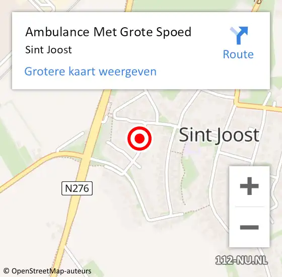 Locatie op kaart van de 112 melding: Ambulance Met Grote Spoed Naar Sint Joost op 14 januari 2015 12:59