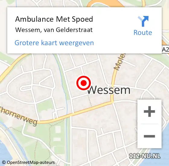 Locatie op kaart van de 112 melding: Ambulance Met Spoed Naar Wessem, van Gelderstraat op 14 januari 2015 13:12