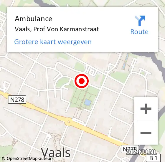 Locatie op kaart van de 112 melding: Ambulance Vaals, Prof Von Karmanstraat op 14 januari 2015 13:16