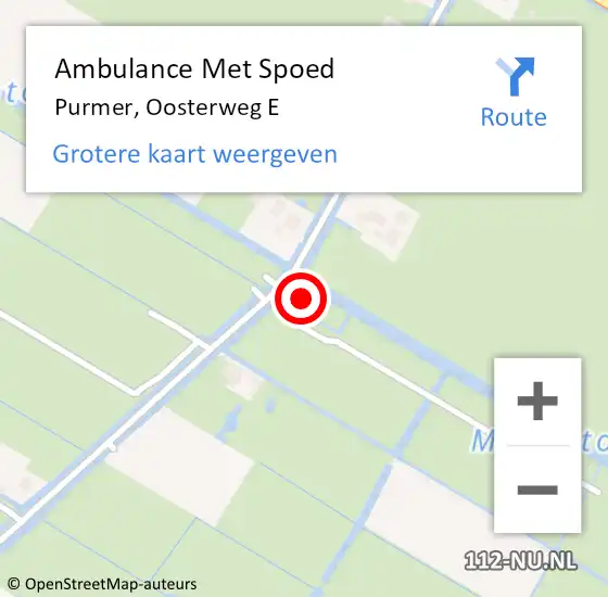 Locatie op kaart van de 112 melding: Ambulance Met Spoed Naar Purmer, Oosterweg E op 14 januari 2015 13:24