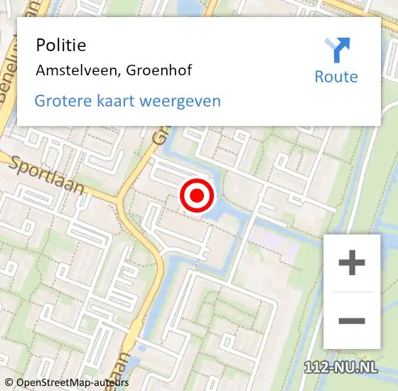 Locatie op kaart van de 112 melding: Politie Amstelveen, Groenhof op 27 oktober 2013 17:51