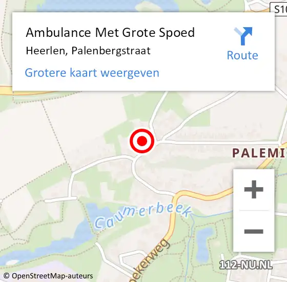 Locatie op kaart van de 112 melding: Ambulance Met Grote Spoed Naar Heerlen, Palenbergstraat op 14 januari 2015 14:03