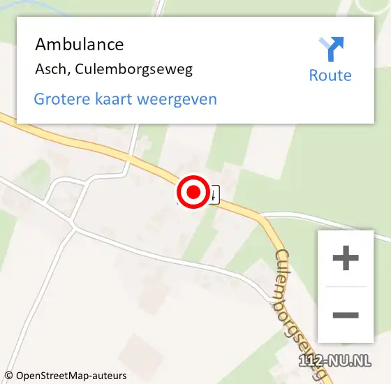 Locatie op kaart van de 112 melding: Ambulance Asch, Culemborgseweg op 14 januari 2015 15:04