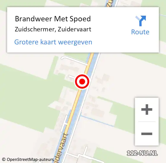 Locatie op kaart van de 112 melding: Brandweer Met Spoed Naar Zuidschermer, Zuidervaart op 14 januari 2015 15:06