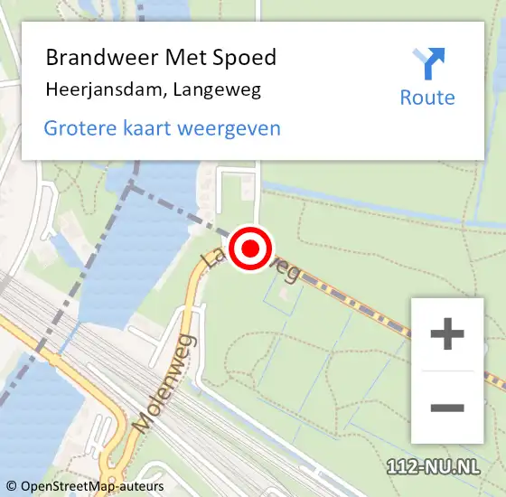 Locatie op kaart van de 112 melding: Brandweer Met Spoed Naar Heerjansdam, Langeweg op 14 januari 2015 15:21