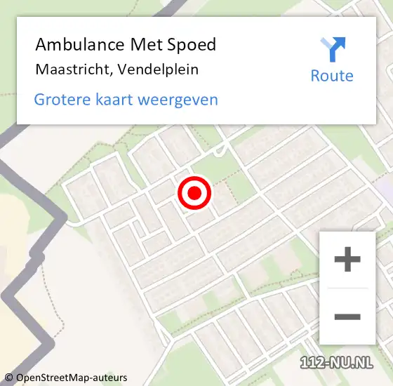 Locatie op kaart van de 112 melding: Ambulance Met Spoed Naar Maastricht, Vendelplein op 27 oktober 2013 18:05