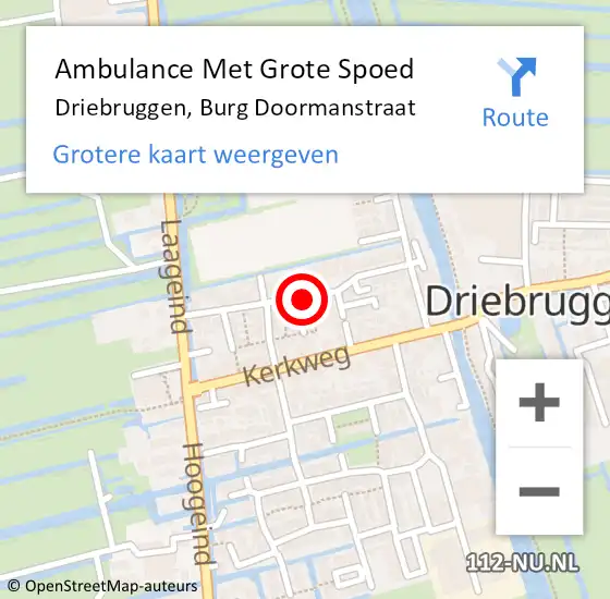 Locatie op kaart van de 112 melding: Ambulance Met Grote Spoed Naar Driebruggen, Burg Doormanstraat op 14 januari 2015 16:02