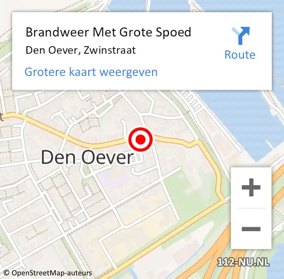 Locatie op kaart van de 112 melding: Brandweer Met Grote Spoed Naar Den Oever, Zwinstraat op 14 januari 2015 16:06