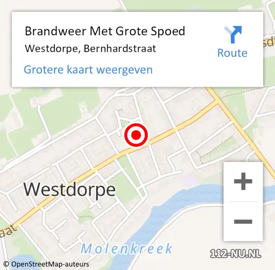 Locatie op kaart van de 112 melding: Brandweer Met Grote Spoed Naar Westdorpe, Bernhardstraat op 27 oktober 2013 18:12