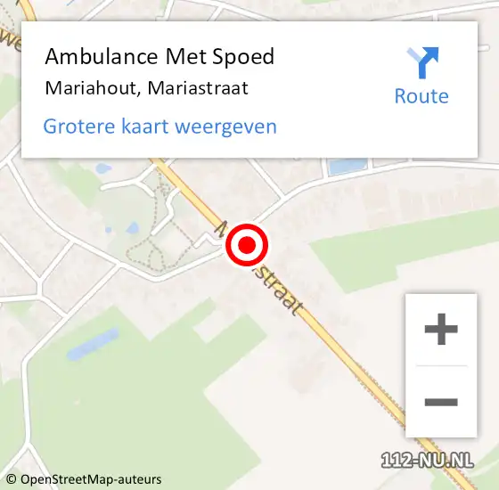 Locatie op kaart van de 112 melding: Ambulance Met Spoed Naar Mariahout, Mariastraat op 14 januari 2015 16:45