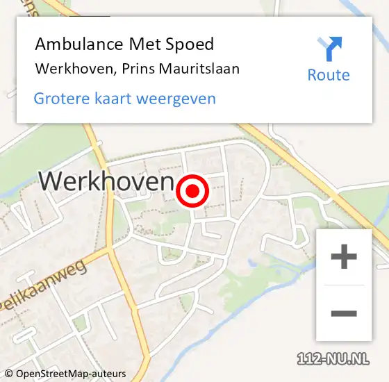 Locatie op kaart van de 112 melding: Ambulance Met Spoed Naar Werkhoven, Prins Mauritslaan op 14 januari 2015 17:01