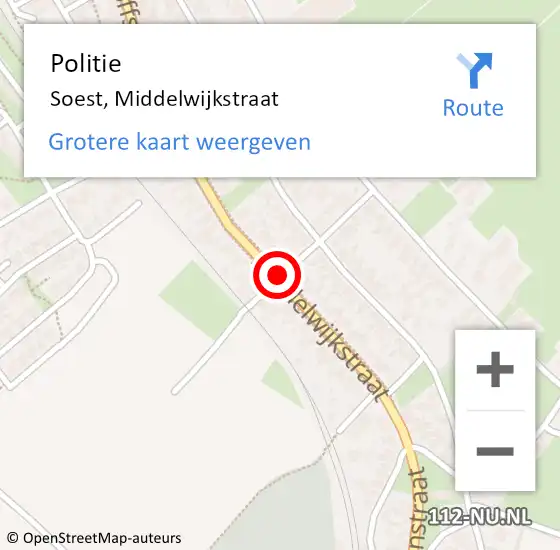 Locatie op kaart van de 112 melding: Politie Soest, Middelwijkstraat op 14 januari 2015 17:16