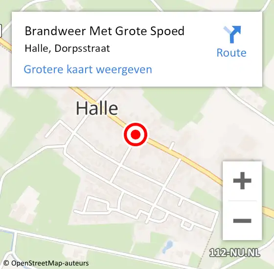 Locatie op kaart van de 112 melding: Brandweer Met Grote Spoed Naar Halle, Dorpsstraat op 14 januari 2015 18:14