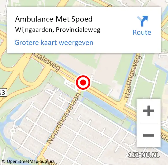 Locatie op kaart van de 112 melding: Ambulance Met Spoed Naar Wijngaarden, Provincialeweg op 14 januari 2015 18:31