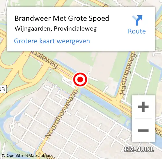 Locatie op kaart van de 112 melding: Brandweer Met Grote Spoed Naar Wijngaarden, Provincialeweg op 14 januari 2015 18:31