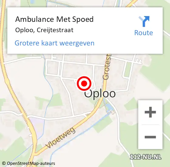 Locatie op kaart van de 112 melding: Ambulance Met Spoed Naar Oploo, Creijtestraat op 14 januari 2015 18:32