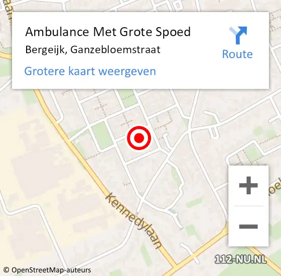 Locatie op kaart van de 112 melding: Ambulance Met Grote Spoed Naar Bergeijk, Ganzebloemstraat op 14 januari 2015 18:32