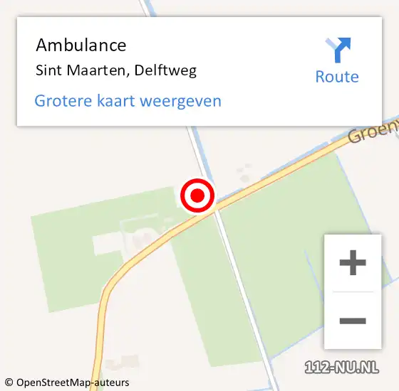 Locatie op kaart van de 112 melding: Ambulance Sint Maarten, Delftweg op 14 januari 2015 19:10