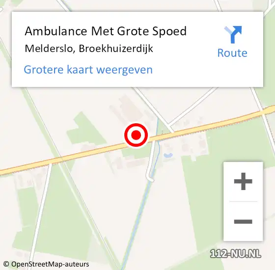 Locatie op kaart van de 112 melding: Ambulance Met Grote Spoed Naar Melderslo, Broekhuizerdijk op 14 januari 2015 19:45