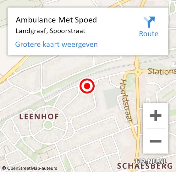 Locatie op kaart van de 112 melding: Ambulance Met Spoed Naar Landgraaf, Spoorstraat op 14 januari 2015 19:48