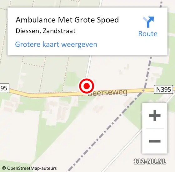 Locatie op kaart van de 112 melding: Ambulance Met Grote Spoed Naar Diessen, Zandstraat op 14 januari 2015 20:09